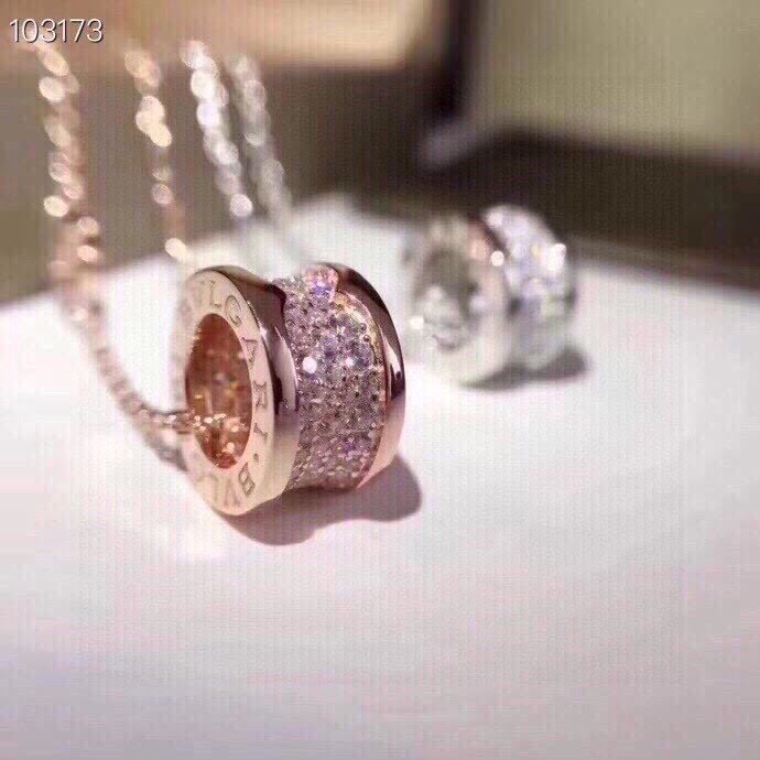Bvlgari飾品 寶格麗小蠻腰滿鑽玫瑰金項鏈 鉑金項鏈  zgbq3063
